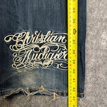 Load image into Gallery viewer, Christian Audigier Embroidered Skull Y2K 2000s Vintage Jeans, Waist 34
