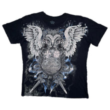 Load image into Gallery viewer, Humblic Eagle Wing Fleur De Lis Black Tribal Grunge Gothic Top, Size Medium
