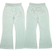 Load image into Gallery viewer, Juicy Couture Mint Y2K Flared Velour Mcbling Rhinestone Joggers, Size M
