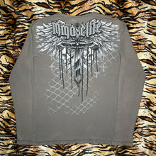 Load image into Gallery viewer, MMA Elite Brown Skull Gothic Grunge Long Sleeved Angel Wing Cyber Top, Size L
