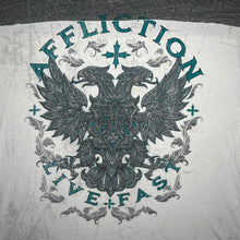 Load image into Gallery viewer, Affliction White Grey Gothic Y2K 2000s Distressed Top, Size 3XL
