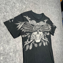 Load image into Gallery viewer, Xtreme Couture Black Skull Cyber Gothic Grunge Wing Y2K Top, Size Medium
