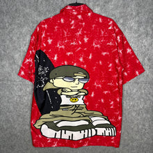 Load image into Gallery viewer, Ninety Originals Y2K Cartoon Hip Hop Character Red Tie Dye Shirt, Size XL
