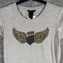 Load image into Gallery viewer, Y2K Rocawear Rhinestone Wing Crown Tee Grey Baby T-Shirt, Size M
