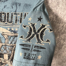 Load image into Gallery viewer, Xtreme Couture Performance Graphic Tee Blue Biker Y2K MMA Shirt XL
