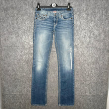 Load image into Gallery viewer, True Religion Light Wash Heavily Distressed Leg Y2K Skinny Jeans, Waist 27
