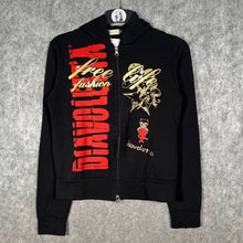 Load image into Gallery viewer, Diavoletto Devil Zip-Up Hoodie – Y2K Graphic Cropped Streetwear
