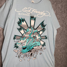 Load image into Gallery viewer, Ed Hardy Light Blue Dragon Y2K Tattoo Style Top, Size XL
