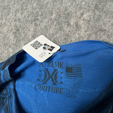Load image into Gallery viewer, Xtreme Couture Blue Gothic Cross &amp; Angel Feathers Grunge Top, Size XXL
