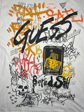 Load image into Gallery viewer, Guess Y2K Graffiti Grunge Skull White Graphic Top, Size XL
