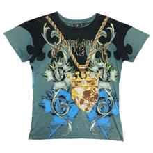 Load image into Gallery viewer, Christian Audigier Rhinestone Y2K Ed Hardy Skull Blue Vintage Top, Size Large
