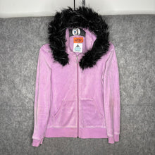 Load image into Gallery viewer, Juicy Couture Lilac Y2K Faux Fur Hood Mcbling 2000s Hoodie, Size S
