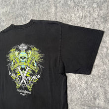 Load image into Gallery viewer, Harley Davidson Mexico Gothic Skull Black Green Grunge Vintage Top, Size XL
