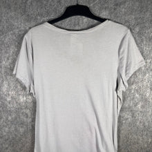 Load image into Gallery viewer, Grey Graphic Wings Cross Tee with Sequin Shoulders – Size 2XL
