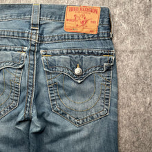 Load image into Gallery viewer, True Religion Y2K Embroidered Logo Distressed leg &amp; Knee Ricky Jeans,Waist 28
