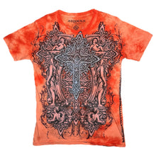 Load image into Gallery viewer, Gothic Cross Orange Grunge Y2K Cyber Tribal 2000s Emo Scene Top, Size Medium
