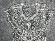 Load image into Gallery viewer, Y2K Fair Oaks Mcbling Grey Rhinestone Heart Gothic Cross, Size Small
