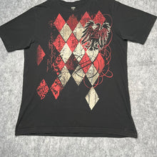 Load image into Gallery viewer, No Boundaries Check Argyle Pheonix Black Red Gothic Grunge Top, Size Large
