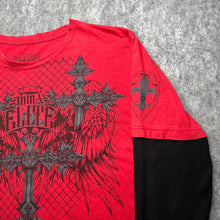 Load image into Gallery viewer, MMA Elite Red Black Thermal Gothic Jesse Pinkman Grunge 2000s Long Sleeve Top, L
