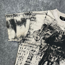 Load image into Gallery viewer, Affliction Cyber Gothic Skull Y2K Pirate Grunge Off White Black Top, Size L-XXL
