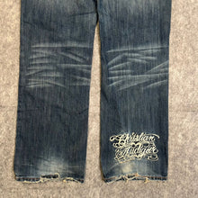 Load image into Gallery viewer, Christian Audigier Embroidered Skull Y2K 2000s Vintage Jeans, Waist 34
