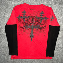 Load image into Gallery viewer, MMA Elite Red Black Thermal Gothic Jesse Pinkman Grunge 2000s Long Sleeve Top, L
