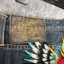 Load image into Gallery viewer, Christian Audigier Sacred Heart Panther Tattoo Style Y2K Grunge Straight JeansXL
