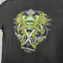 Load image into Gallery viewer, Harley Davidson Mexico Gothic Skull Black Green Grunge Vintage Top, Size XL
