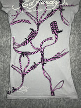 Load image into Gallery viewer, Ed Hardy Skull Crossbone Purple Rope Y2K Tattoo Style Top, Size Medium
