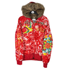 Load image into Gallery viewer, Ed Hardy by Christian Audigier Tattooo Embroidered Full Zip Fur Japan Hoodie
