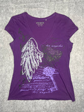 Load image into Gallery viewer, Guess Y2K Angel Wing Purple Rhinestone Top, Size XL
