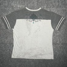 Load image into Gallery viewer, Affliction White Grey Gothic Y2K 2000s Distressed Top, Size 3XL
