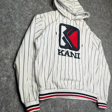 Load image into Gallery viewer, Karl Kani White Hiphop Y2K Stripe Vintage Hoodie, Size Medium
