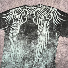 Load image into Gallery viewer, Roar Y2K Gothic Cyber Tribal Turquoise Grunge Angel Wing Top, Size Large
