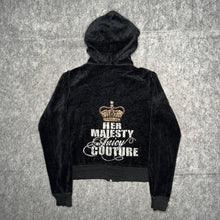 Load image into Gallery viewer, Juicy Couture Black Her Majesty Mcbling Y2K Velour Hoodie, Size Small
