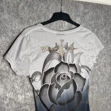 Load image into Gallery viewer, Christian Audigier Grey Butterfly Y2K Floral 2000s Top, Size L
