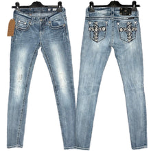 Load image into Gallery viewer, Miss Me Y2K Cross Embroidered Mcbling Skinny Jeans, Waist 26
