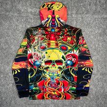 Load image into Gallery viewer, Christian Audigier Multicoloured Skull Y2K Vintage 2000s Tattoo Style Hoodie, M
