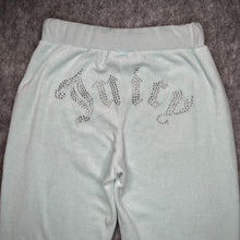 Load image into Gallery viewer, Juicy Couture Mint Y2K Flared Velour Mcbling Rhinestone Joggers, Size M
