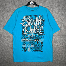Load image into Gallery viewer, Southpole Blue Y2K Graffiti Streetwear Spellout Top, Size XL
