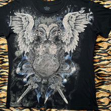 Load image into Gallery viewer, Humblic Eagle Wing Fleur De Lis Black Tribal Grunge Gothic Top, Size Medium
