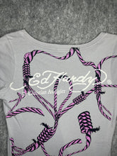 Load image into Gallery viewer, Ed Hardy Skull Crossbone Purple Rope Y2K Tattoo Style Top, Size Medium
