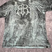 Load image into Gallery viewer, Roar Y2K Gothic Cyber Tribal Turquoise Grunge Angel Wing Top, Size Large
