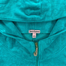 Load image into Gallery viewer, Juicy Couture Turquoise Blue Velour Y2K 2000s Hoodie, Size Large
