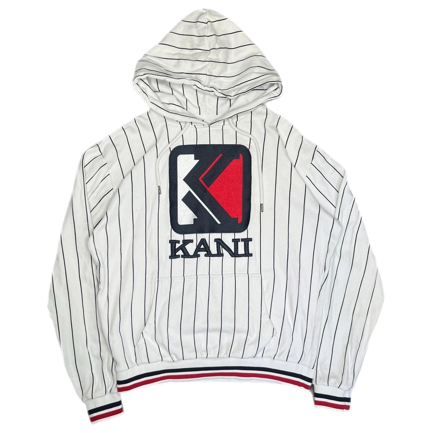 Karl Kani White Hiphop Y2K Stripe Vintage Hoodie, Size Medium