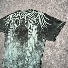 Load image into Gallery viewer, Roar Y2K Gothic Cyber Tribal Turquoise Grunge Angel Wing Top, Size Large
