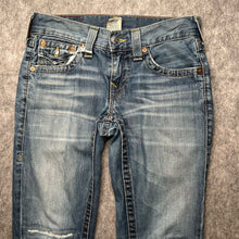 Load image into Gallery viewer, True Religion Y2K Embroidered Logo Distressed leg &amp; Knee Ricky Jeans,Waist 28

