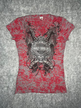 Load image into Gallery viewer, Harley Davidson Y2K Red Chrome Grunge Wing Top, Size Medium
