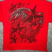 Load image into Gallery viewer, Gothic Nautical Star Red Grunge Angel Wing Y2K Top, Size XL
