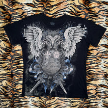 Load image into Gallery viewer, Humblic Eagle Wing Fleur De Lis Black Tribal Grunge Gothic Top, Size Medium
